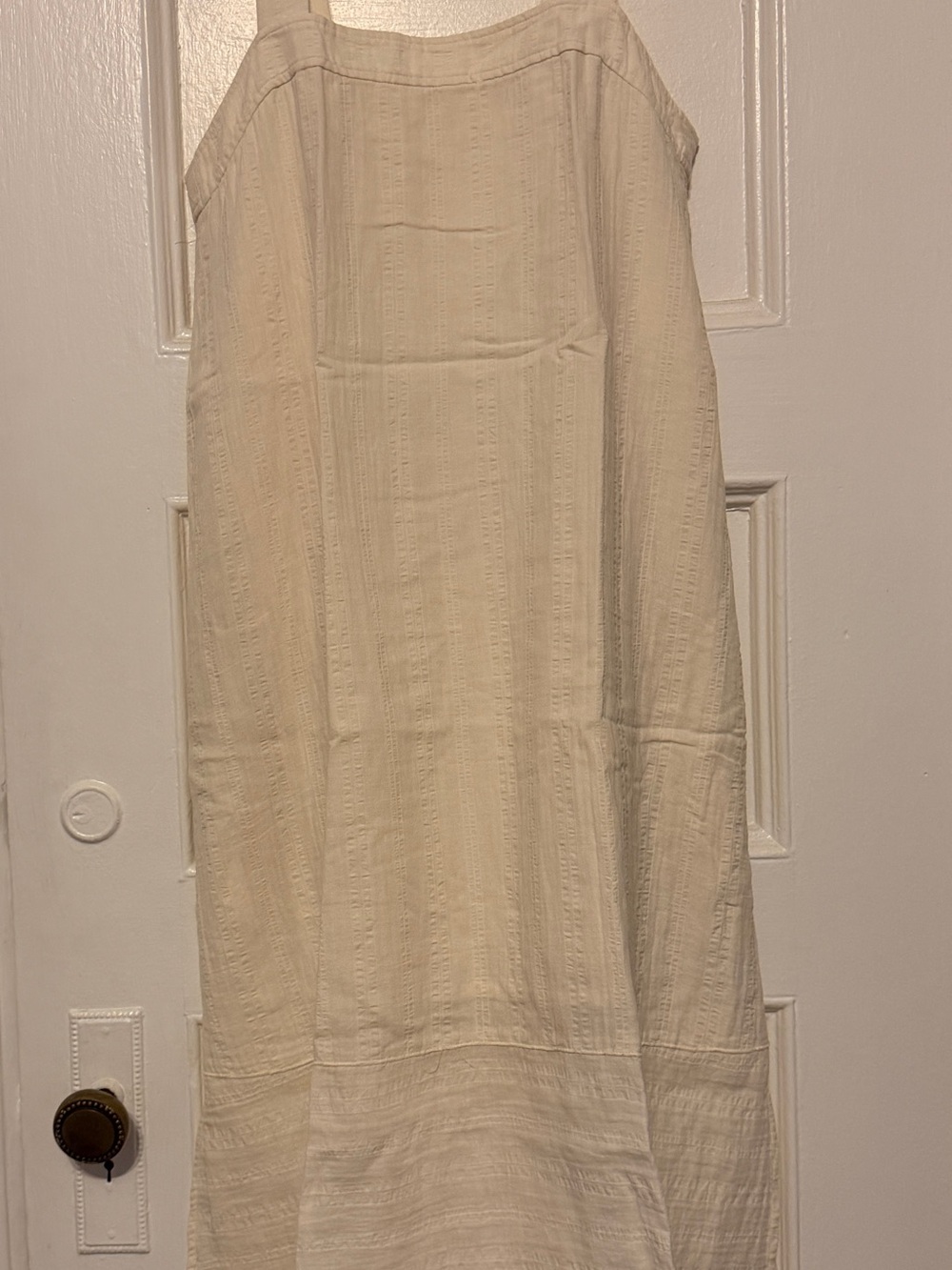 Eileen Fisher Cream Pinafore-Style Gauzy Cotton Dress, can fit xs-med